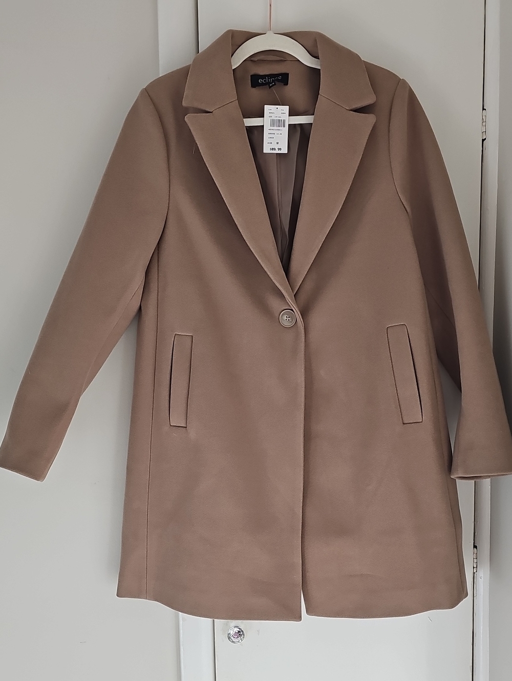 Eclipse Taupe Single-Button Trench Coat